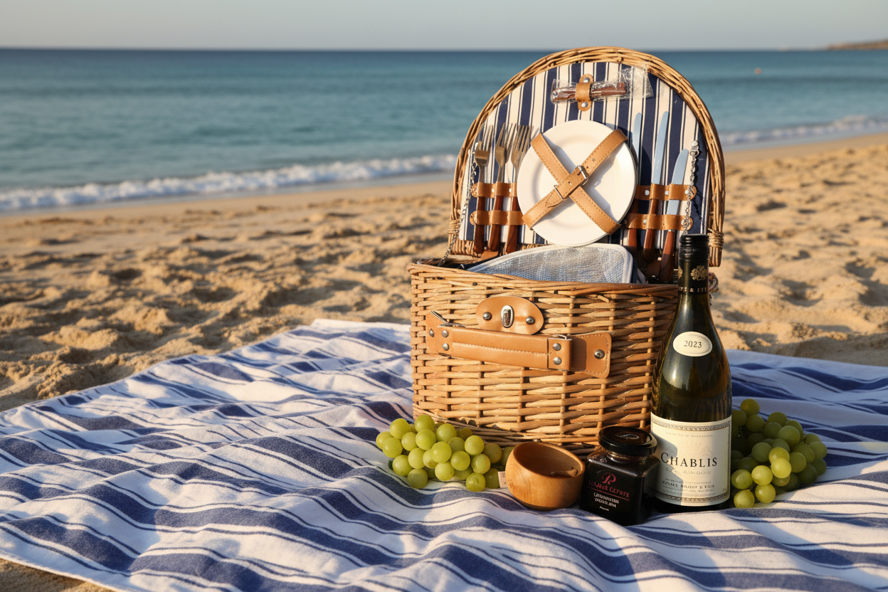 Picnic Hamper at Beach - Close-up